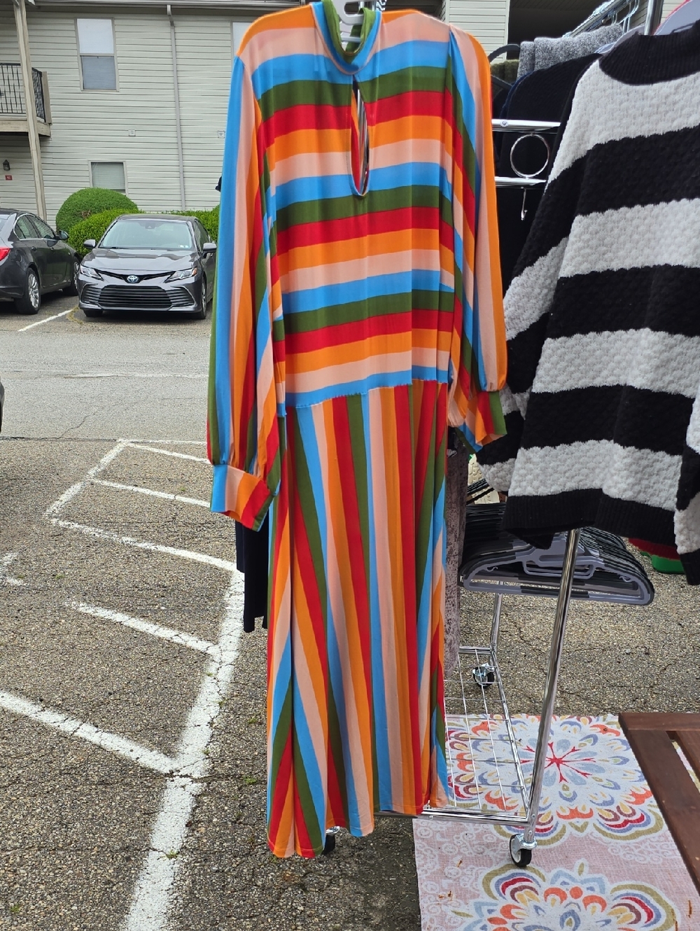 Colorful Striped Long Sleeve Maxi Dress